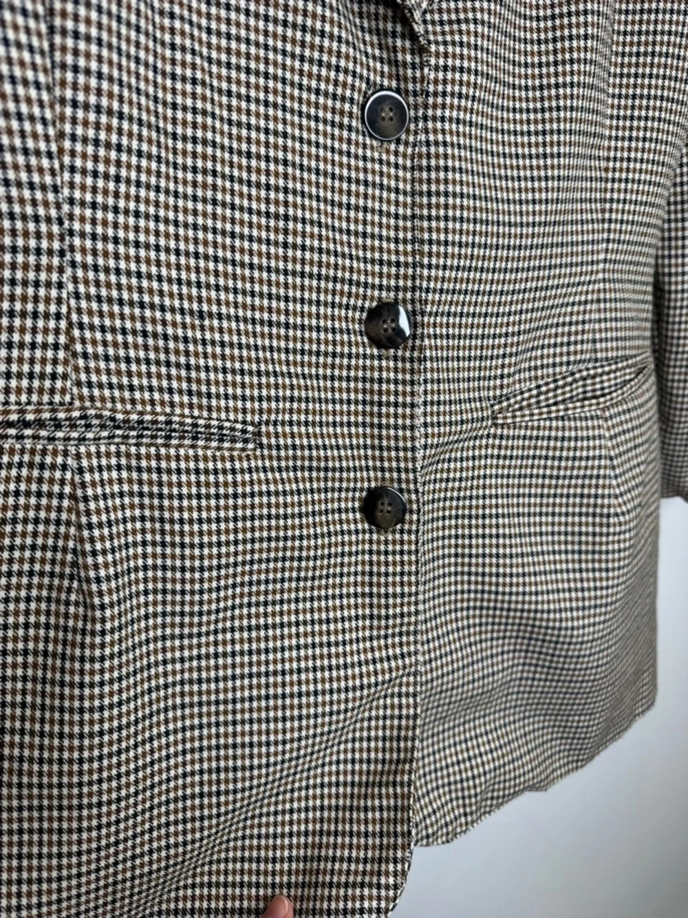 Dynamite Vintage houndstooth brown cream blazer classic fit tailor boxy neutral - Picture 4 of 5